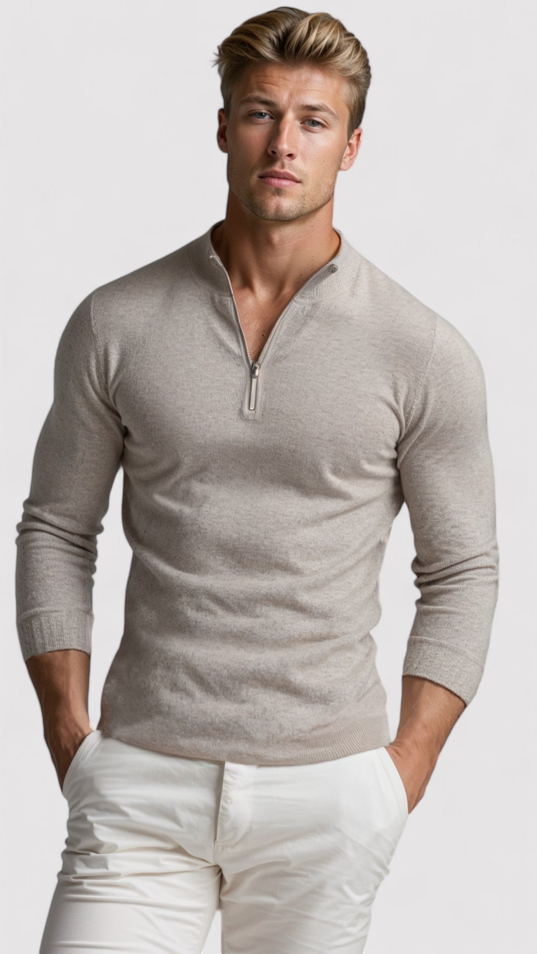 Ricardo Cashmere Men's Half Zip Sweater