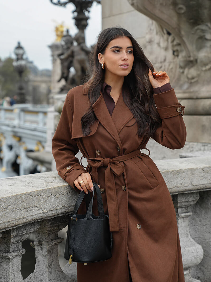 Alure Faux Suede Trenchcoat