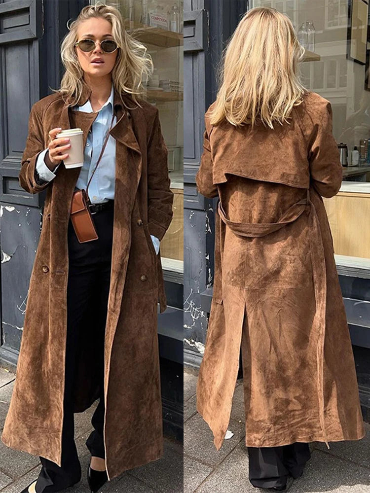 Alure Faux Suede Trenchcoat