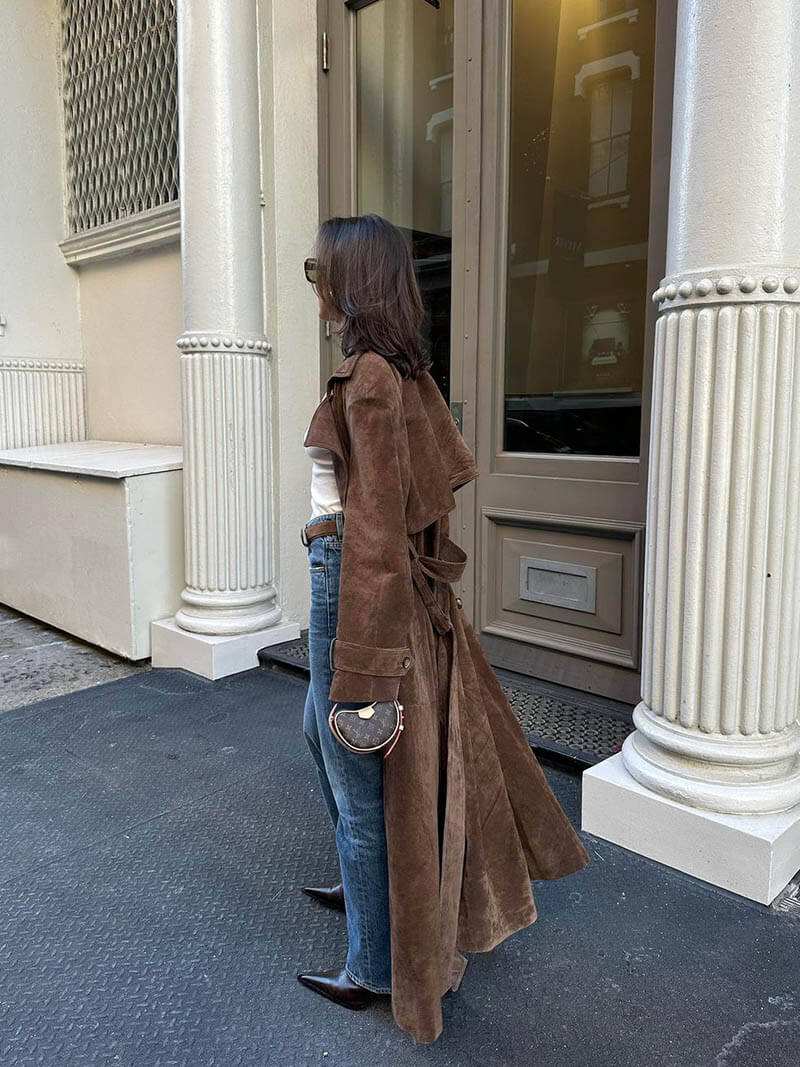 Alure Faux Suede Trenchcoat